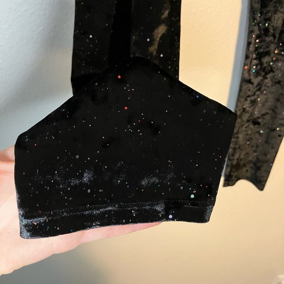 ModCloth velvet sparkle leggings pants black soft comfortable bottoms - Picture 5 of 6